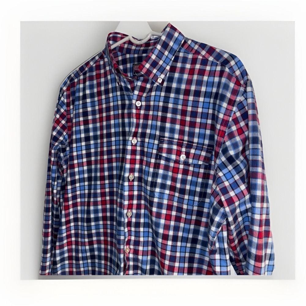 Vineyard Vines Men's Crosby Shirt Long Sleeve Shirt Size L Red White Blue Plaid